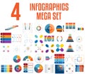 Mega set of infographics.Vector templates 4 positions