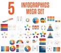 Mega set of infographics Vector templates 5 positions