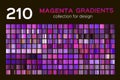 Mega set of 210 Magenta metal gradients. Magenta backgrounds collection, metal gradients, swatches. Different gradation