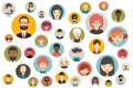 Mega set of persons, avatars, people heads different nationality in flat style