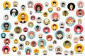 Mega set of persons, avatars, people heads different nationality in flat style.