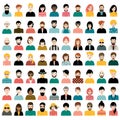 Mega set of persons, avatars, people heads  different nationality in flat style. Vector Royalty Free Stock Photo