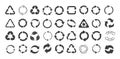 Mega set of recycling flat vector icons. Gray circle arrows flat. Vector illustration. Circle gray arrow sign isolated on white