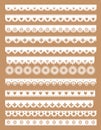 Mega set of scallop lace borders. Vector illustration in vintage style