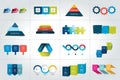 Mega set of 3 steps infographic templates, diagrams, graph, presentations, chart.