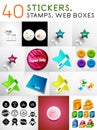 Mega set of stickers, stamps and web boxes Royalty Free Stock Photo