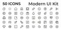 Modern UX kit for web, print, user interface line icon set