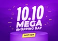 10.10 Mega shopping day sale poster or flyer design. Global shopping world day Sale on colorful background.