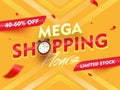 Mega Shopping Time Hours Sale banner or poster design with 40-60% discount offer.