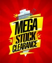 Mega stock clearance, sale banner design concept with shopping cart