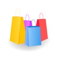 Mega variation. A collection of colorful empty bags is isolated in white. Vector illustrations