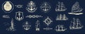 Mega Vector set. Nautical useful design elements. Inspirational themplate of Nautical Style Logo, Emblem Designs Royalty Free Stock Photo