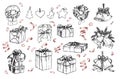 Mega vintage set. Hand drawn vector illustrations - merry christmas Royalty Free Stock Photo