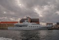 Mega Yacht SKAT docked in harbor, Copenhagen, Denmark