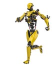 Mega yellow robot super drone running in a white background Royalty Free Stock Photo