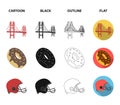 A megacity, a grand canyon, a golden gate bridge,donut with chocolate. The US country set collection icons in cartoon