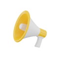 MegaFon 3D illustration display set, megaphone icon, microphone announces communication or alarm, yellow with cut path Royalty Free Stock Photo