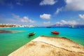 Megali Ammos beach and port in Chora, Pano Koufonisi