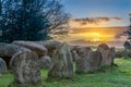 Megalith dolmen D50 at sunrise