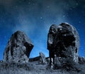 Megalithic monuments menhirs in Carnac Royalty Free Stock Photo