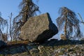 Megalithic stone -`seid`, on mountain Vottovaara, Karelia