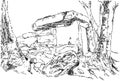 Megalithic structures, vector. Sketch. Outline graphic Royalty Free Stock Photo