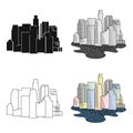 Megalopolis icon in cartoon style isolated on white background. Architect symbol stock vector illustration.