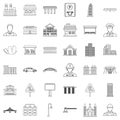 Megalopolis icons set, outline style Royalty Free Stock Photo