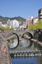 Megane Bridge or Spectacles Bridge in Nagasaki, Kyushu, Japan. Royalty Free Stock Photo
