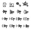 Megaphone in action icon set 2, vector eps10