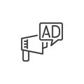 Megaphone advertisement line icon