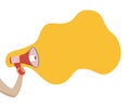 Megaphone announcement vector cartoon style illustration with speech bubble. Royalty Free Stock Photo