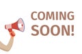 Megaphone announcement vector cartoon style illustration with speech bubble. Royalty Free Stock Photo