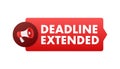 Megaphone announcing deadline extended message red banner Royalty Free Stock Photo