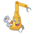 With megaphone assembly automation machine isolated the mascot