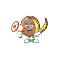 With megaphone bambangan fruit cartoon character with mascot Royalty Free Stock Photo