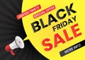 Megaphone with Black Friday Sale message on yellow speech bubble Royalty Free Stock Photo