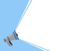 Megaphone blue background with space for text
