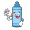 With megaphone blue crayon isolated in the mascot
