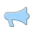 Megaphone blue flat icon isolated on white background. Speaker symbol. Loudspeaker vector illustration