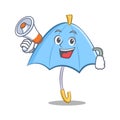 With megaphone blue umbrella character cartoon