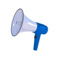 Megaphone. Blue with a white bullhorn. Loudspeaker isolated on a white background Vector illustration