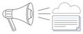 Megaphone Broadcasting Information to Digital Cloud Storage Royalty Free Stock Photo