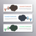 Megaphone with bubble speech banner template, Corporate layout background design web header or footer