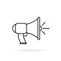 Megaphone, bullhorn line icon, outline vector sign, linear style pictogram isolated on white.