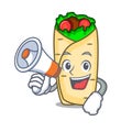 With megaphone burrito character cartoon style