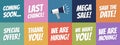 Megaphone And Business Messages Templates - Colorful Vector Illustrations Isolated On Monochrome Backgrounds
