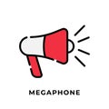 Megaphone button icon vector for social media. Megaphone icon Vector illustration design template. Megaphone icon or button for