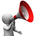 Megaphone Character Shows Speech Shouting Announcing And Announce