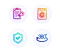 Megaphone checklist, Confirmed and Dryer machine icons set. Full rotation sign. Vector